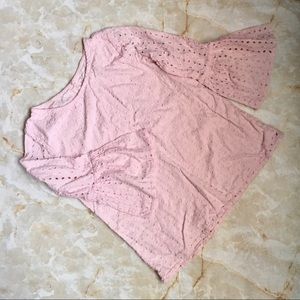 Gap Pink Eyelet Blouse for Girls, Flared Sleeve 10